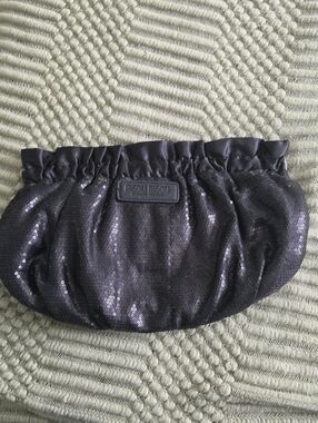 Bisou Bisou Black Sequin Gathered Satin Clutch